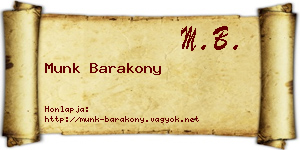 Munk Barakony névjegykártya